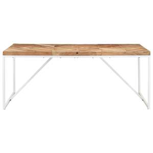Table à manger en bois naturel avec pieds blancs - Product Image 2