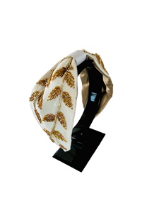 New Stylish Black Gold <b>Beaded</b> <b>Headband</b> for Women and Girls Botanical Embroidered Padded Hairband Elegant Fashion Accessory 2026 - Product Image 4