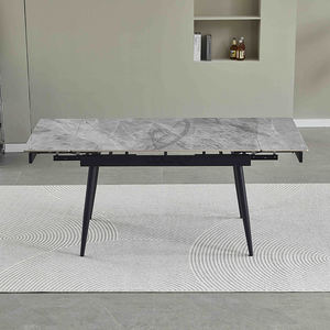Grande table à manger rectangulaire grise en céramique extensible avec rallonge - Product Image 4