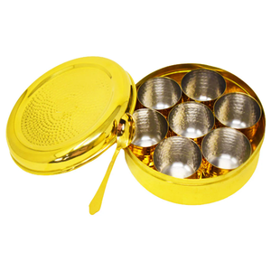 High Quality Brass Vintage Arabic <b>Spices</b> <b>Box</b> With Hammered And Polish Finished Pure Brass <b>Spices</b> <b>Box</b> For Kitchen Use - Product Image 2