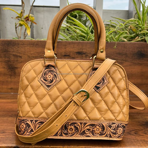 New 2025 Wholesale Custom <b>Women's</b> Fashion High Quality Hand Tooled Quilted Genuine Leather <b>Crossbody</b> Shoulder Handbag Mommy <b>Bags</b> - Product Image 3