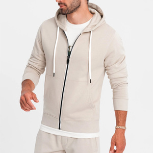 Ensemble sweat-shirt à capuche zippé et short pour homme, couleur unie, coton French Terry, vêtements décontractés d'été - Product Image 4