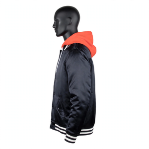 Blouson de baseball décontracté pour homme à capuche avec logo frontal – Grande vente printemps-automne – Coupe ample, respirant, imperméable, coupe-vent en tissu polyester - Product Image 5