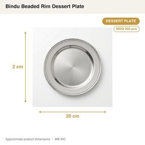Handmade SS304 20 cm Dessert <b>Plate</b> with Satin Well & Bright Beaded Rim Bindu <b>Decor</b> for Home Hotel Wedding INS Style <b>Decor</b> - Product Image 3