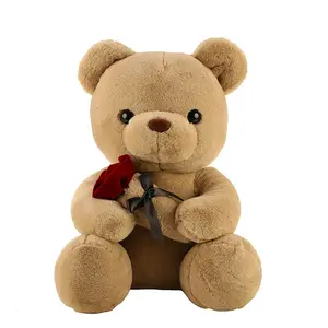 New Design Cute Bear Plush Doll Holding Bouquet Rose Bear Toy For Girl Friend And Flower Shop Bedroom Decoration Gifts