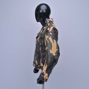 Men Camouflage Leather Moto <b>Jacket</b> Turn-down Collar Zipper Closure Slim Fit Autumn Style Regular Sleeve <b>Jackets</b> with OEM Service - Product Image 4