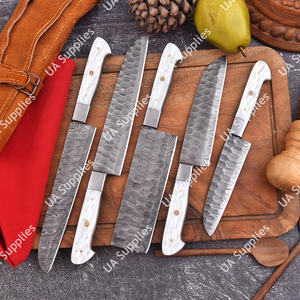 Ensemble de couteaux de chef de cuisine professionnels en acier Damas forgé à la main, 5 pièces, manche intégral, ambidextres, support de personnalisation OEM/ODM - Product Image 2