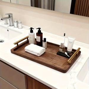 ถาดเก็บของและเสิร์ฟอาหารสุดหรูพร้อมหูจับทองเหลือง ดีไซน์เรียบหรู ยกสูงอย่างมีระดับ เหมาะสำหรับโต๊ะอาหาร โต๊ะกาแฟ และตกแต่งบ้าน - Product Image 3