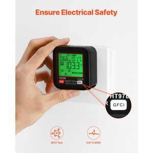 Tester GFCI Elettrico con Display LCD, Rilevatore di Prese per 7 Tipi Comuni di Guasti alla Cablaggio, Tester per Trasformatori - Product Image 3