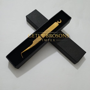 Pinzas de Extensión de Pestañas de Alta Calidad GETUP BROSONS IMPEX, de Acero Inoxidable Dorado con Plasma, Antiestáticas, con Punta Suave, Juego de Pinzas con Logotipo Personalizado - Product Image 6
