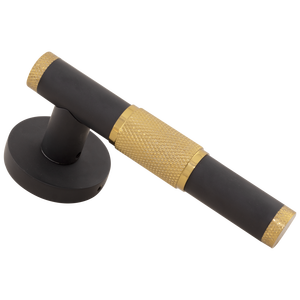 Juego de Manijas de Puerta de Lujo SS304 de Doble Tono con Acabado Moleteado Texturizado Negro Mate PVD, Oro Rosa PVD y Dorado Negro, Herrajes para Cerradura de Palanca - Product Image 4