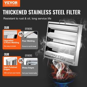 Filtri per Cappe da Cucina Commerciali in Acciaio Inossidabile 15.5W x 19.5H Pollici, Filtri Antigrasso per Cappe da Ristorante, Ricambi per Cappe da Cucina - Product Image 2