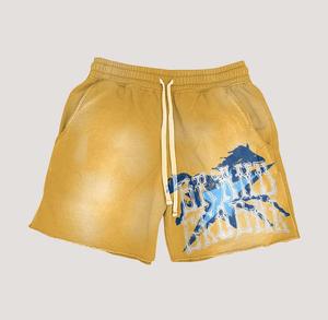 Ensemble short et t-shirt 2 pièces en coton épais 100 %, imprimé sérigraphié, effet délavé vintage, sur mesure, pour homme, style streetwear d'été - Product Image 3