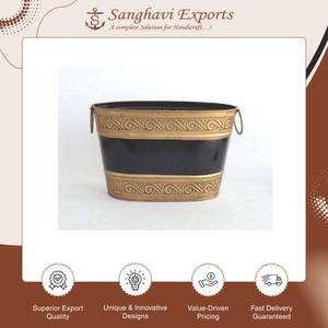 Fabriqué en Inde, panier de rangement et seau à vin rond en métal galvanisé classique pour fête d'Halloween, idéal pour la décoration de jardin - Product Image 3