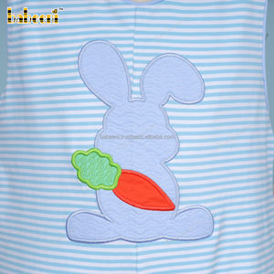 Pantalones Largos de Lujo para Bebés Niños, Personalizables, con Rayas Horizontales Naranjas y Apliques de Conejo, de Verano, en Spandex/Algodón, Manga Larga, OEM ODM - Product Image 4
