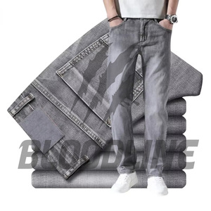Black ripped slim fit Distressed denim jeans Punk style cotton Midweight autumn jeans Bloodline men's black - Product Image 4