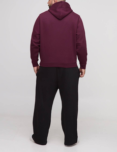 Streetwear Blank 100% Cotton <b>Hoodie</b> Custom 3d Puff Print Logo Heavyweight Oversized Front Pockets Men <b>Burgundy</b> Hooded Sweater - Product Image 4