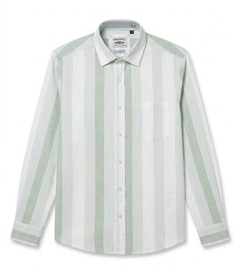 Chemise décontractée à double boutonnage en popeline de lin/coton respirante à manches longues et col rabattu pour homme Enovate Logan - Product Image 1