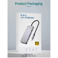 4K HDTV Port USB Portable 8 en 1 Hub USB-C Station d'accueil multiple Réseau Type C Hub 4K Gig Abit Ethernet