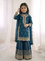 Ensemble Kurti et Palazzo pour femmes, vêtements ethniques de créateur, costume Kurta et Palazzo, tenue de fête, tenue de mariage, style traditionnel moderne