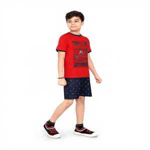 Vente en gros de vêtements d'été à manches courtes pour enfants, vêtements de rue Oem 100% coton imprimé short, vêtements pour petits garçons, ensemble super soldes - Product Image 1