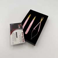 Pince à épiler sourcils rose clair doré avec logo personnalisé, en acier inoxydable, à pointe biseautée et ciseaux à ressort