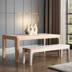Handcrafted Indonesian Teak Bench with Minimalist Arch Design and Rounded Safety Edges 150cm for Commercial and Dining Spaces - Product Image 1
