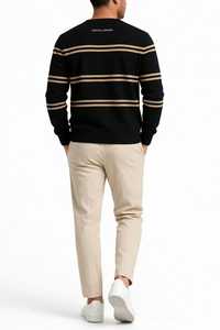 Oneten Apparel <b>Men's</b> Black Cartoon Pattern <b>Collarless</b> Long Sleeve Knitted 100% Polyester Loose Fit Casual <b>Shirts</b> Winter - Product Image 5