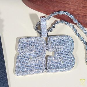 Luxury Moissanite Diamond " 23 " Pendant With Cuban Link <b>Chain</b> Full <b>Iced</b> <b>Out</b> Hip Hop Necklace Jewelry - Product Image 5