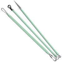 Kit de suppression des points noirs vert menthe, 7 outils en acier inoxydable, kit d'élimination des boutons, de l'acné et des imperfections du visage, étui de voyage portable en cuir PU
