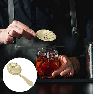Cuchara Coladora para Cócteles de Acero Inoxidable Plateado con Acabado Espejo, Mango Corto, Ecológica, Capacidad de 30 ml, para Fiestas - Product Image 4