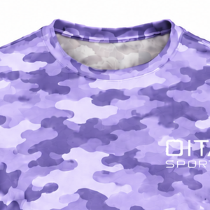 Camiseta Deportiva de Camuflaje Lavanda para Hombre, Manga Corta, Cuello Redondo, Estampado de Camuflaje, para Entrenamiento, Fitness, Running y Deportes - Product Image 6