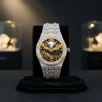 Montre de luxe en diamant, boîtier carré, 41mm, analogique, à quartz, bracelet en acier inoxydable, cristal saphir, unisexe