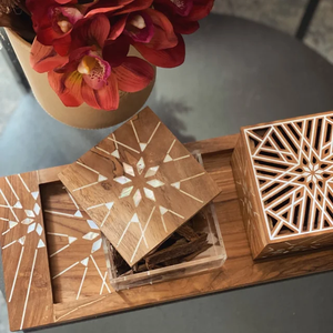 Caja de Dulces MOP HeritageGrain, Organizador de Almacenamiento de Dulces Hecho a Mano de Madera y Acrílico con Incrustaciones de Concha para Ramadán, Eid y Hogar de Lujo - Product Image 5