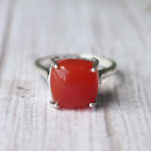 Handmade Square Carnelian <b>Statement</b> Ring 925 Sterling Silver Natural Gemstone Jewelry Elegant Women Gift - Product Image 4