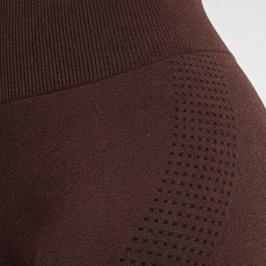 Leggings de yoga taille haute sans couture, longueur intégrale, texturés, marron uni, en Spandex et Nylon, extensibles dans les quatre sens, avec taille élastique - Product Image 4