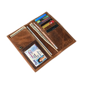 Portefeuille long en cuir de vachette pleine fleur pour homme, blocage RFID, porte-cartes fin - Product Image 4