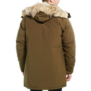 Men's Olive Green Plus Size Stand Collar Hooded <b>Parka</b> <b>Jacket</b> Regular Thick <b>Waterproof</b> Casual Outerwear with Zipper Closure - Product Image 2