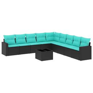 Juego de sofás de patio de ratán sintético negro de 10 piezas con cojines para sofás de jardín - Product Image 2