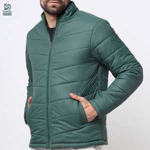 Pakistan Manufacture Winter Warm Canvas Puffer <b>Jacket</b> Red Color Full Sleeve Stand Collar Men Windproof Breathable Custom Design - Product Image 3