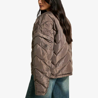 Veste matelassée en velours côtelé pour femmes, mode féminine, hiver, chaude, à capuche, coupe-vent, couleur unie, légère, de haute qualité, avec logo