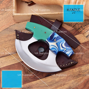 Stainless Steel Ulu Chef <b>Knife</b> Industrial Style High-Polish Finish Multi-Purpose Traditional Alaskan Chopping Cutting Rosewood - Product Image 5