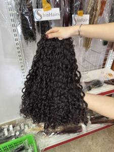 100% Human Hair Extension Unprocessed Double Drawn Vietnamese Virgin Weft Extension Bone Straight 190% Density 52cm <b>Head</b> Size - Product Image 6