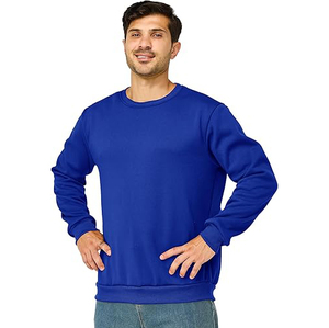 Sudadera de Cuello Redondo Azul Rey para Hombre, 100% Algodón, Felpa, Corte Regular, Manga Larga, Color Sólido, Ropa Casual de Invierno, Personalizada - Product Image 3