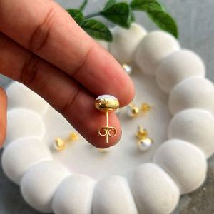 Pendientes de Perlas Naturales de Agua Dulce, Chapados en Oro de 18K, Pendientes Minimalistas de Perlas para Mujer, Joyería Clásica - Product Image 4