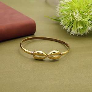 Bracelet jonc simple en argent doré, bracelet uni pour homme et femme, bijoux - Product Image 1
