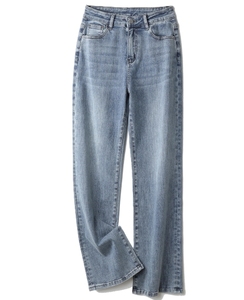 Pantalones Vaqueros de Cintura Alta y Pierna Ancha para Mujer, Largos, de Color Sólido, Lavados, Casuales, de Corte Holgado, de Algodón, Estilo Primavera - Product Image 3