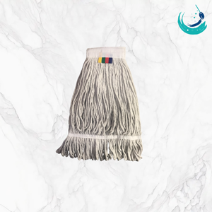 Têtes de balai KSR en coton semi-blanc de haute qualité, type Kentucky, avec bande supérieure colorée de 2 pouces, auto-essoreuses, durables et réutilisables pour le nettoyage des sols - Product Image 2