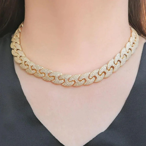 S925 Gold Plated Lab Grown Diamond Link <b>Chain</b> Necklace Hiphop Style Unisex Everyday Wear <b>Chains</b> Jewelry - Product Image 5