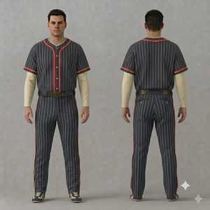 Men's <b>Baseball</b> Uniform Set Striped Jersey Pants Button Closure Regular Fit All Seasons Apparel - Product Image 1